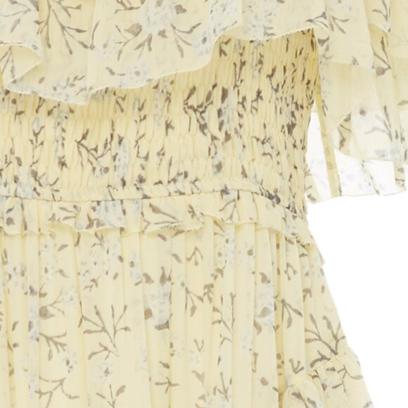 ULLA JOHNSON PENNINAH YELLOW FLORAL MIDI DRESS SZ US 4 100% SILK - Picture 4 of 11